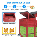 Chicken Coop and Run, Two Story Rabbit Hutch Indoor Outdoor, Wooden Hen House with Nesting Box Rabbit Cage, Ramp, Deep No Leak Pull Out Tray, for Chick, Bunny(Black)